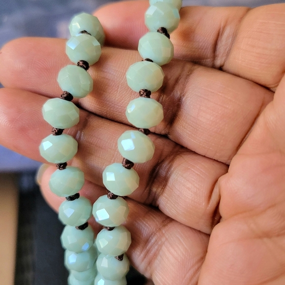 Extended Druzy Stone Beaded Necklace (Sea Green) - Picture 8 of 8